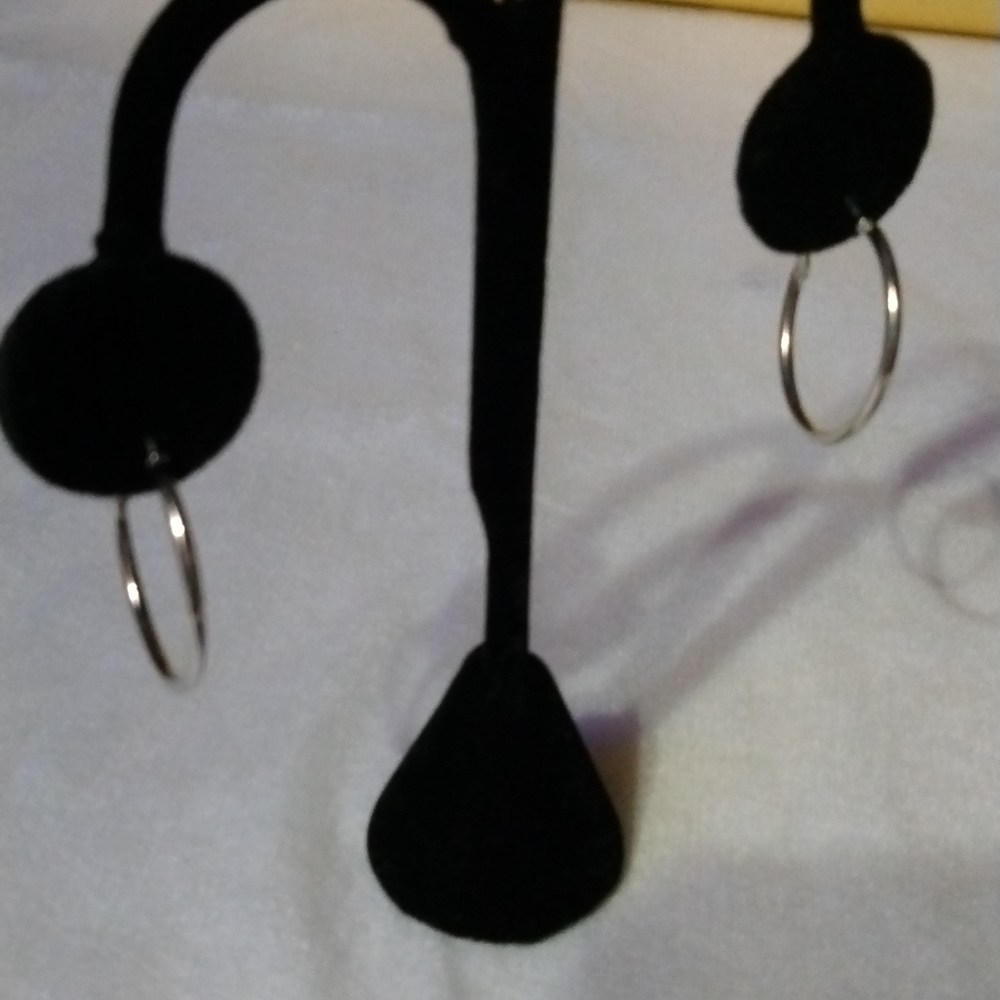 Silver tone hoop earrings pierced 2.5cm (sku 172)